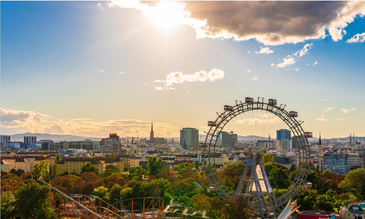 Skyline von Wien mit Riesenrad